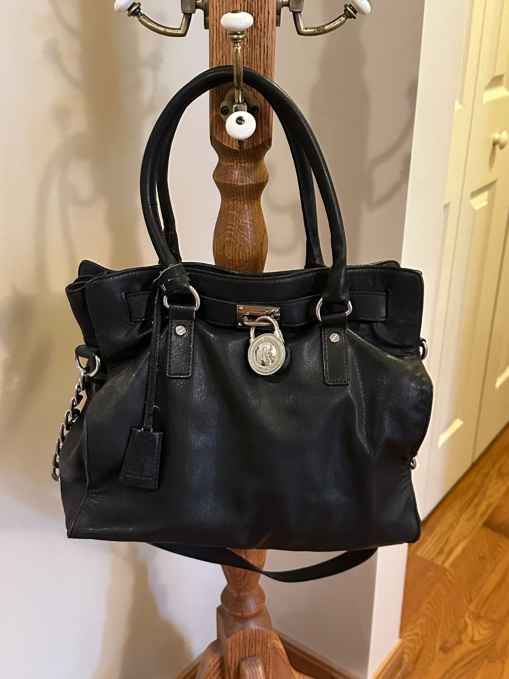 Michael Kors HAMILTON 2-WAY Black Soft Leather Tote Bag